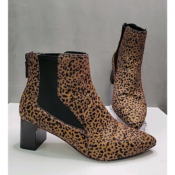 Cole Haan Brown Leopard Calf Hair Etta Ankle Boots Women's Sz 9.5 Grand 360 EUC - Picture 1 of 16